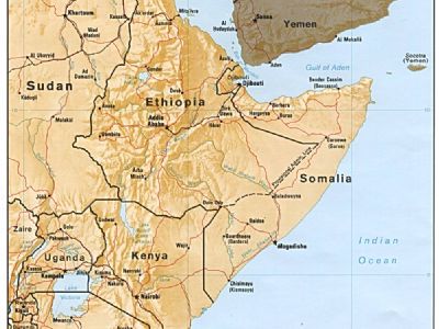 非洲之角位於非洲东北部,是东非的一个半岛,在亚丁湾南岸,向东伸入