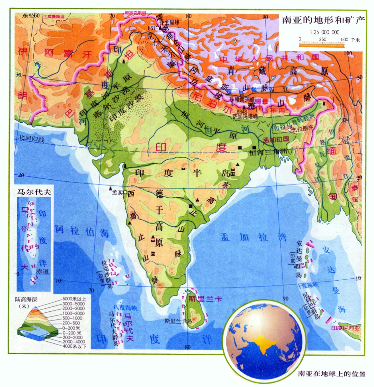 印度地图英文版大图_印度地图_初高中地理网