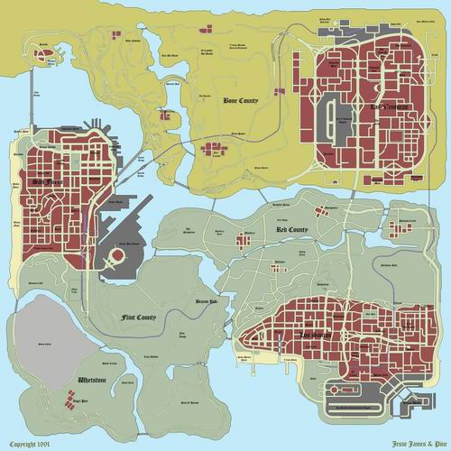 广告 返回目录 12 《侠盗猎车手:圣安地列斯》 -游戏地图图片